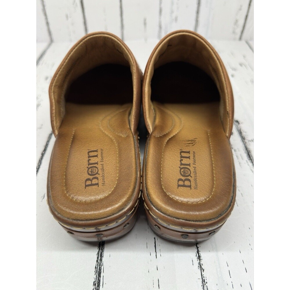 BORN Yucatan 10 / 42 Clog Slide Wedge Woven Brown Leather Comfort Shoes Womens - Picture 5 of 10